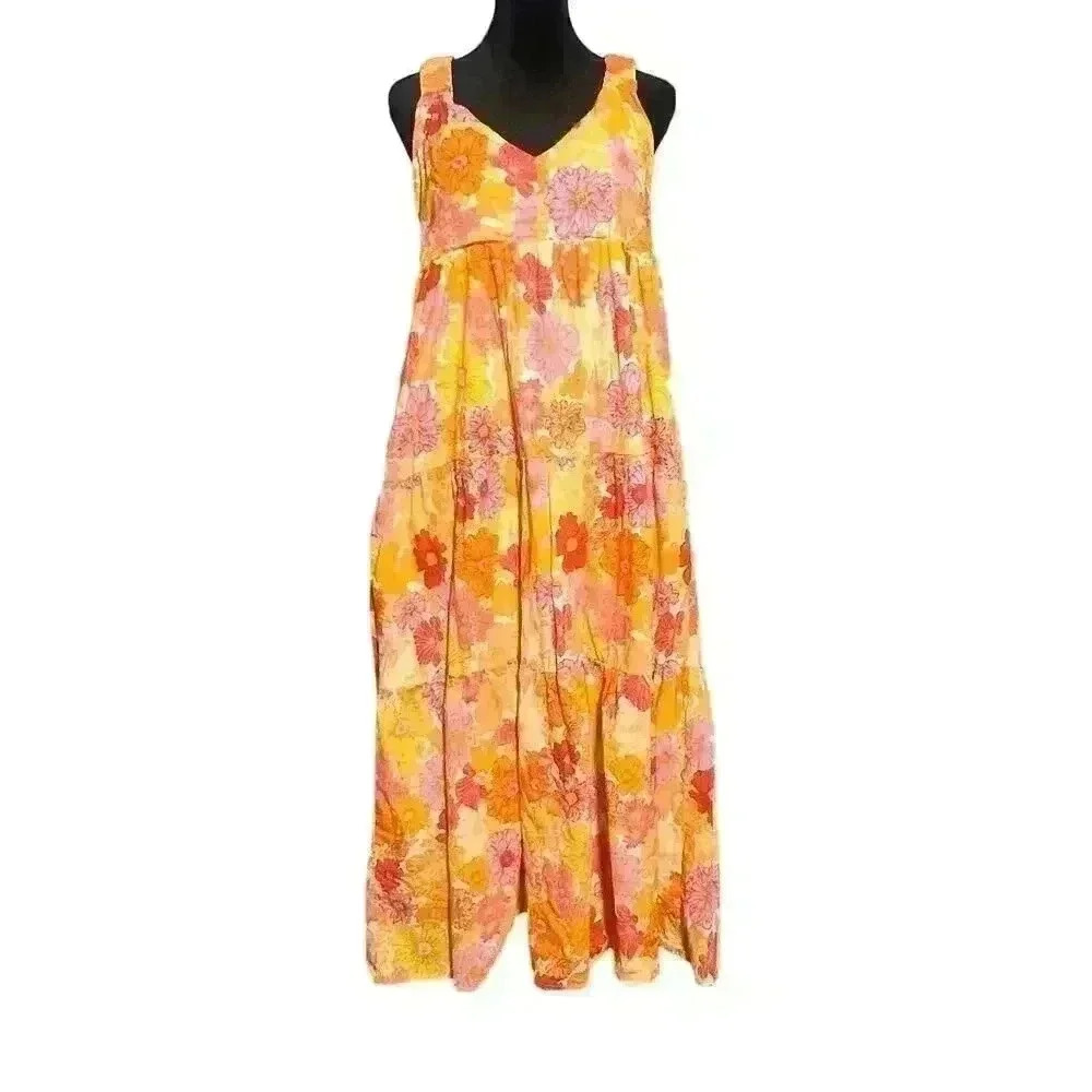 Petal & Pup Yellow Pink Orange Floral Maxi Dress